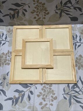 Set of 5 Unfinished Wooden Square Trays - Natural Light Wood